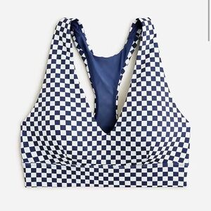 J. Crew CloudStretch deep V-neck sports bra in checkerboard